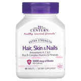 21st Century, Extra Strength Hair, Skin & Nails, 90 Tablets